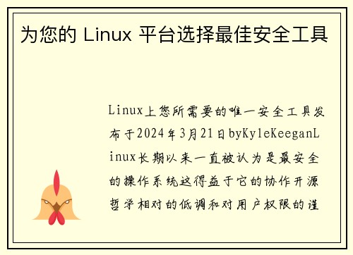 为您的 Linux 平台选择最佳安全工具 